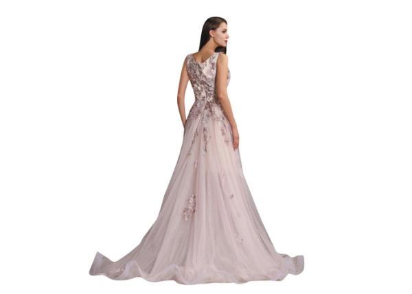 Applique High Low Tulle Train European Style Evening Dresses Formal Dress For Women