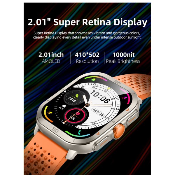 KW285 Super-Retina AMOLED Smart Watch with Bluetooth Calling 100+ Sports Modes