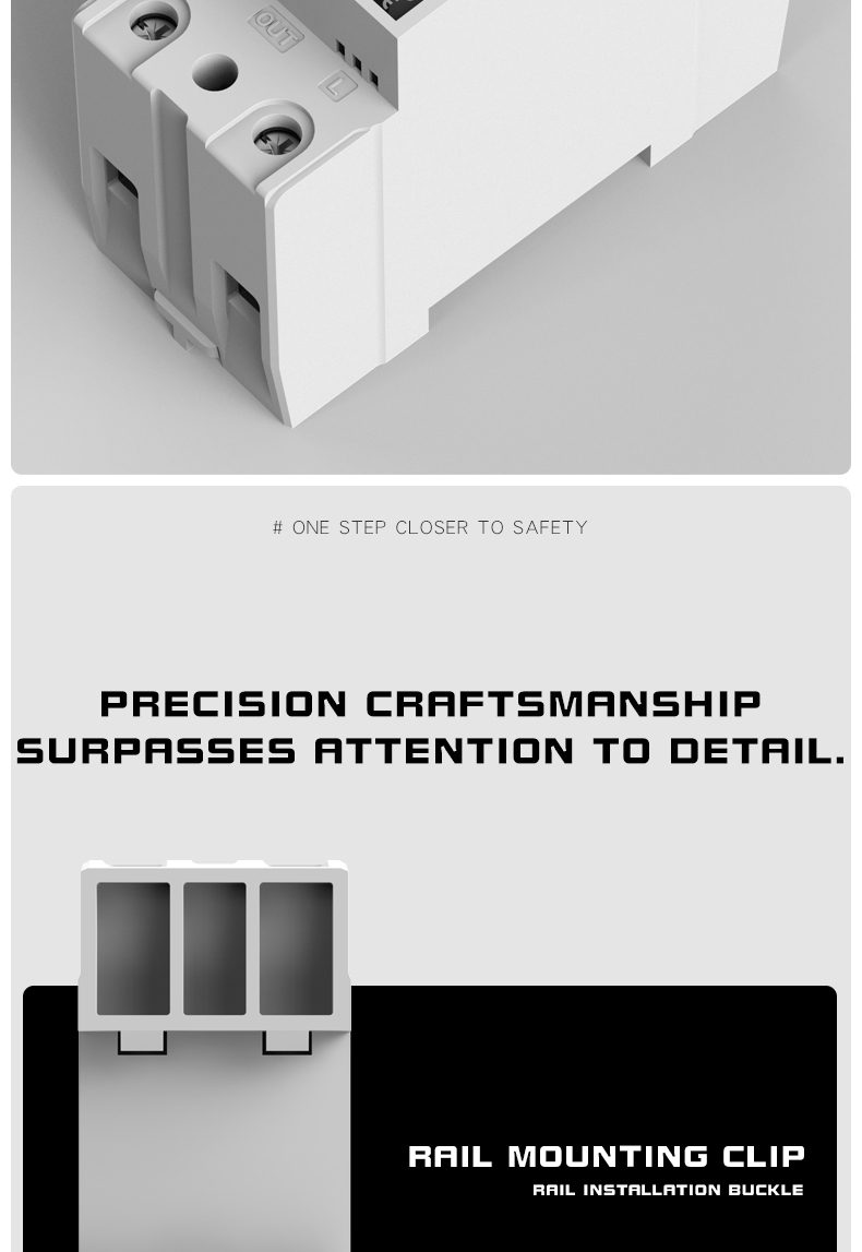 Rail-mounted digital display rocker switch self-reset over/under voltage protector 40A 63A for home use, delay 220V