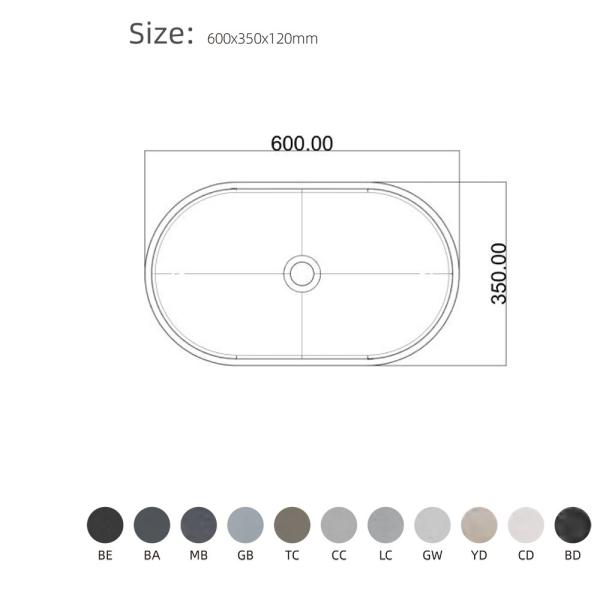 Oval Shaped Concrete Wash Basin For Long Lasting Performance Blue Ashes Color