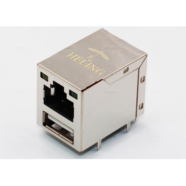 Прямоугольный соединитель женщины РДЖ45 Джека УСБ комбинированный с СИД желтых/зеленого цвета