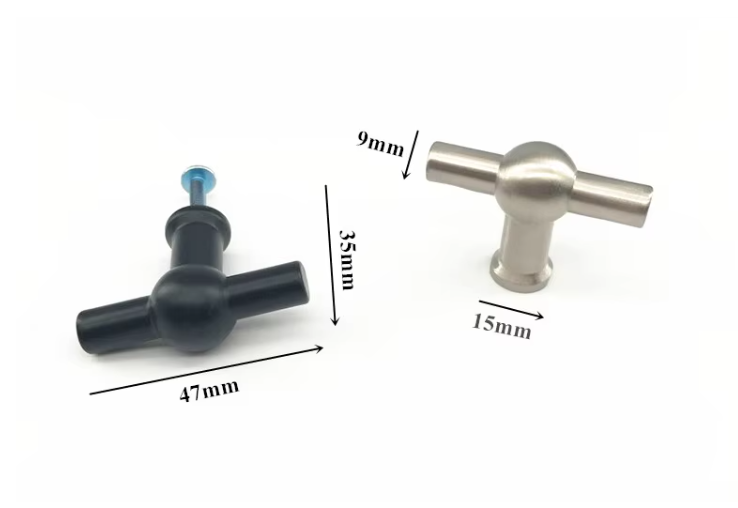 Modern Black Dresser Kitchen Cabinet T-Bar Pull Handle Factory Custom Zamak Material for Wardrobe Drawer Home Decoration