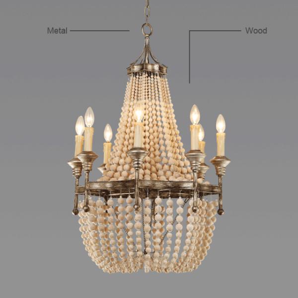 American white wood bead chandelier For dining room Kitchen Lighting (WH-CI-07)