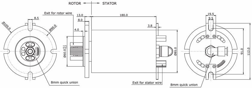 IP54 Servo Slip Ring 120VAC 240VAC 380VAC With Integrated Pneumatic / Electric Transmission