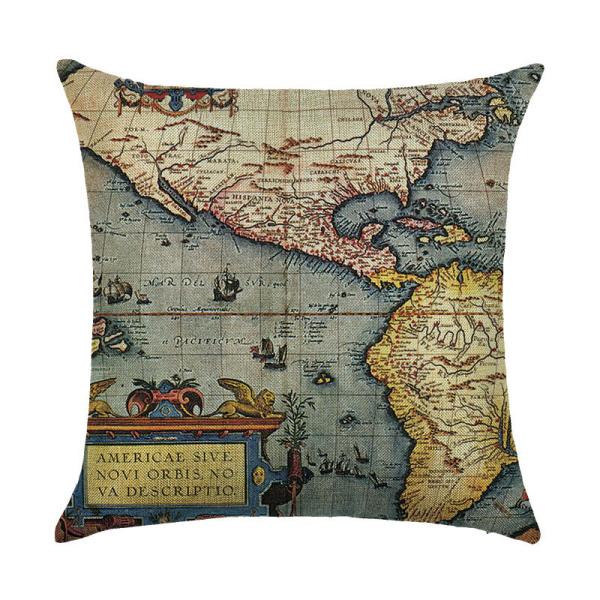 Throw Pillow cushion Covers, Decorative Pillowcase for Home Sofa Bedding Couch,Cotton Linen Map Pillow Covers