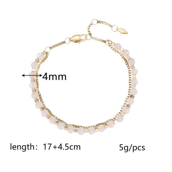 New Bohemian Style 18K Gold Plated Stainless Steel Box Chain Beaded Bracelet Fashion Women's Jewelry Bracelets