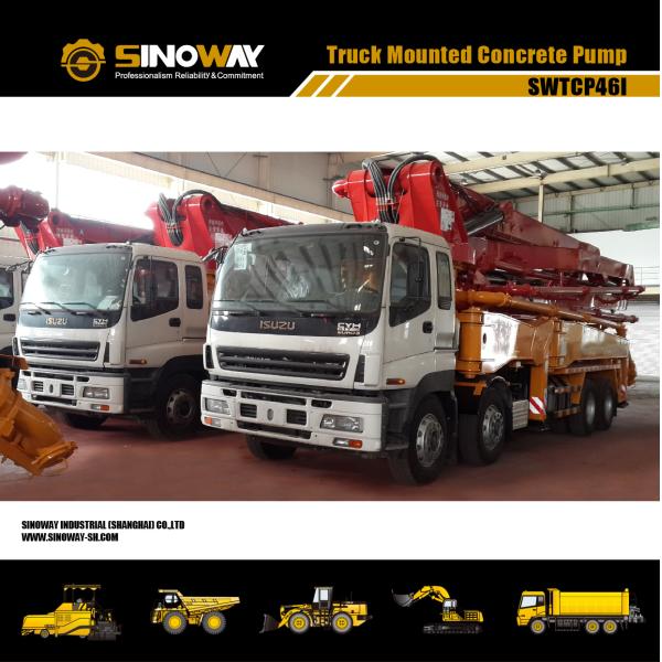 Truck Mounted Concrete Pump 150m³/h Output in Theory S Pipe Valve 289KW Rated Power