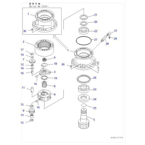 PC110-6 PC120-6 PC130 Comatsu Excavadora de oscilación de reducción de la caja de cambios 203-26-00150