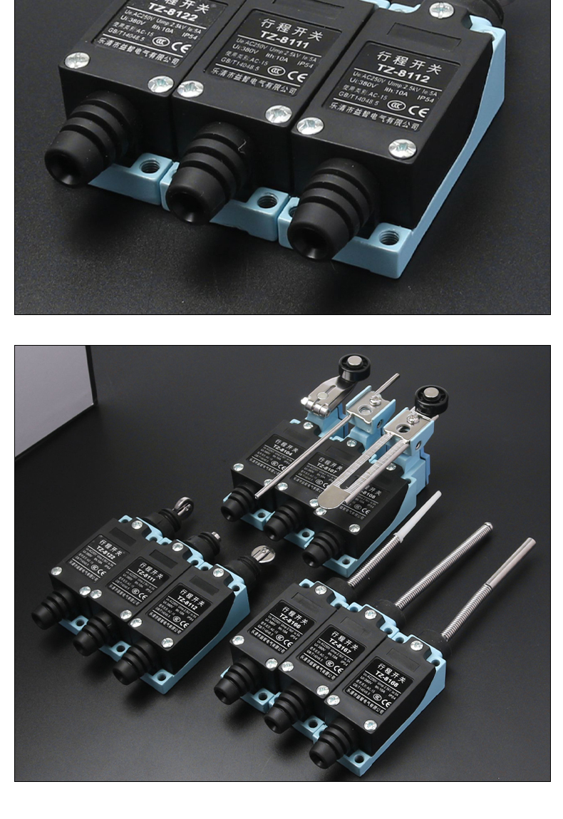 Yizhi TZ-8104/8108 Travel Switch Micro Miniature Industrial Waterproof Self-Reset Limit Switch IP65 220V 1NO1NC IK09 Touch Flame