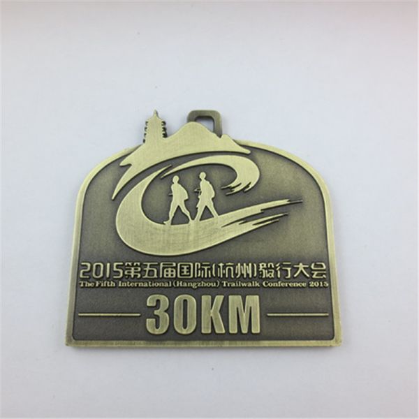 European American Style Zinc Alloy Hard Enamel Marathon Medal, Custom Race Souvenir
