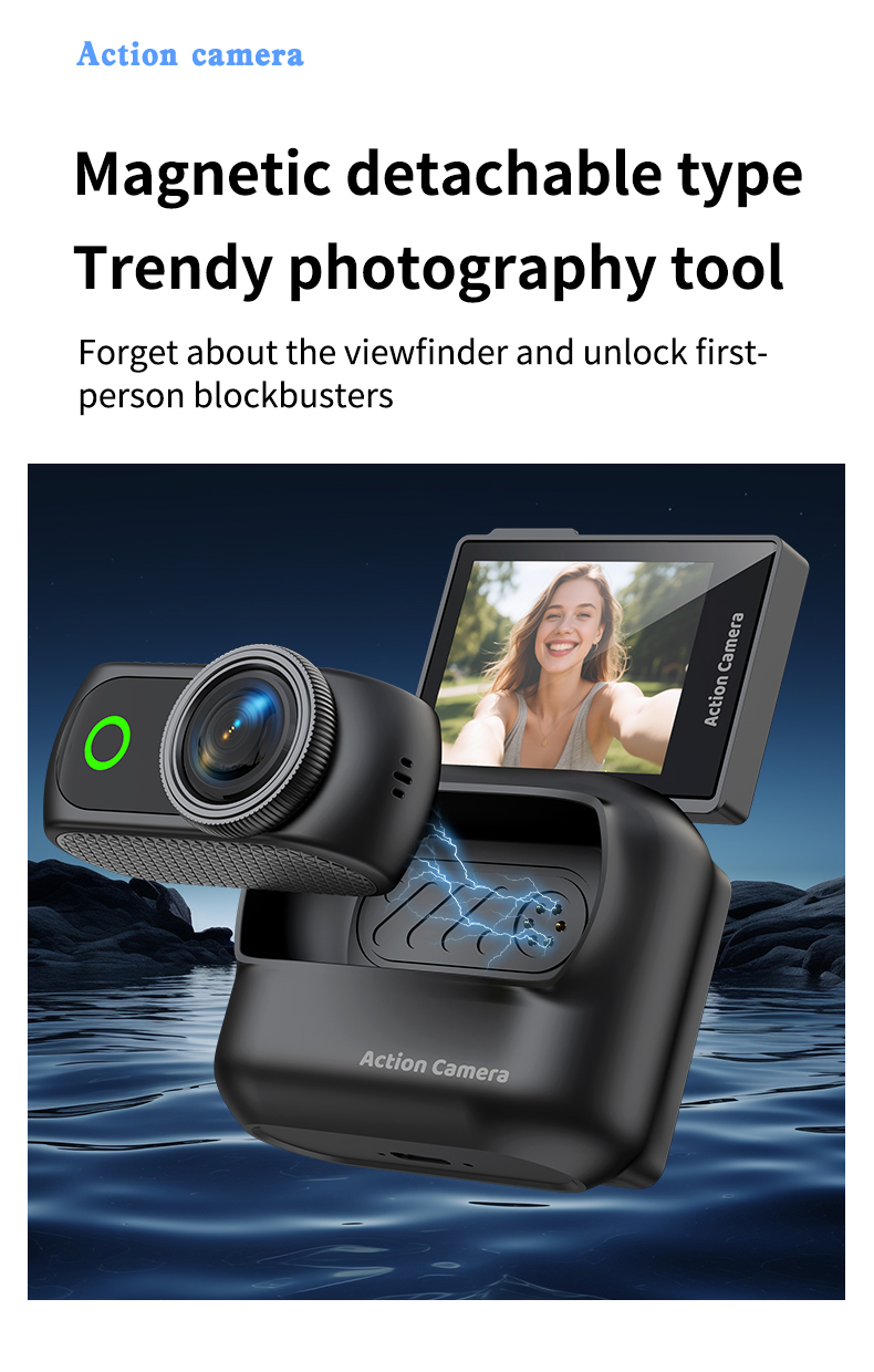 Wireless WiFi APP Fast Video Photo Transfer Magnetic Lanyard Stand Portable Action Cam Wholesale Supply