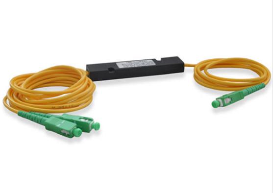 Single Mode Fiber Optic PLC Splitter 1 * 2 0.9mm Fiber Length Low Insertion Loss