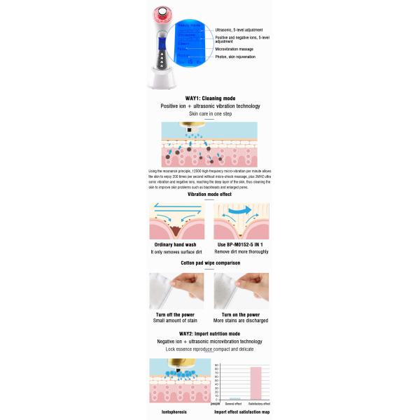 Photon Ultrasonic Waves Skin Care Machine , Galvanic And High Frequency Facial Machine
