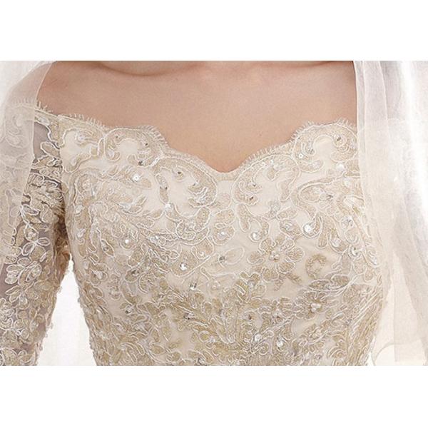 Lace Long Tail Bridal Dresses Off Shoulder Half Sleeve Back Bandage With Logo Custom