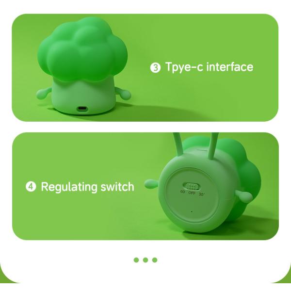 Cute dessin animé brocoli pour accompagner les enfants à dormir lumière de nuit de silicone lampe de lit rechargeable légumes