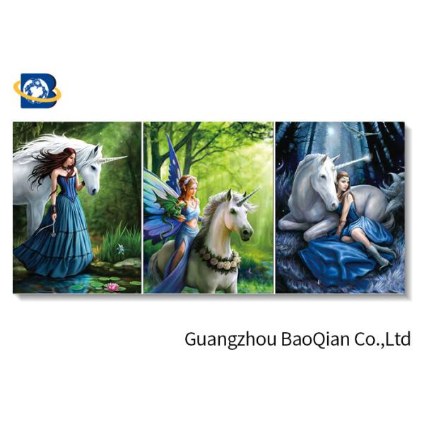 Beautiful Wall Hanging Picture Of Beautiful Girl And Animal With Frame 30x40cm Size
