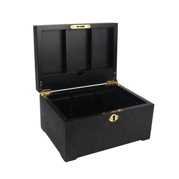 Simply Logo Printed Wooden Packaging Box Black Personalized Jewelry Box