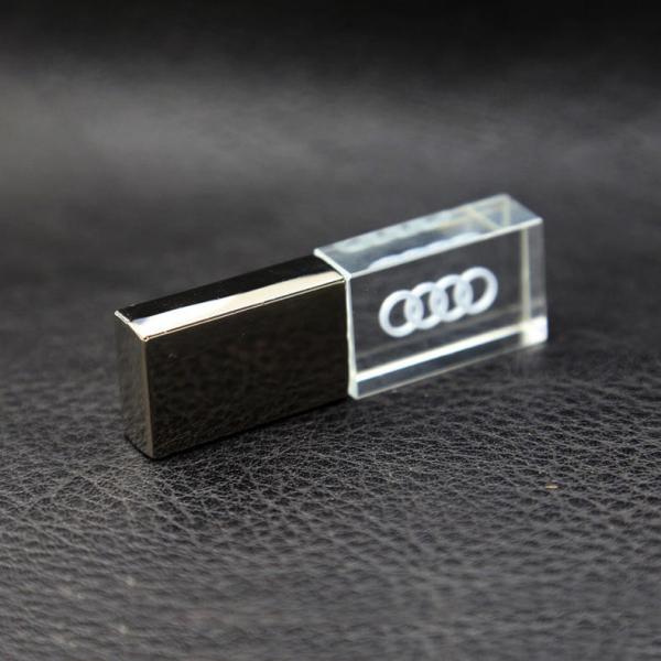 Custom Logo USB 3.0 or 2.0 Crystal Usb flash drive With LED Light