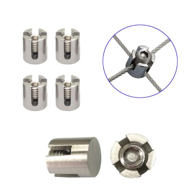 Wholesale Cable Clamps Stainless Steel 304 316 Hardware Wire Rope Cable Tensioner Adjustable 4mm Wire Rope Cross Clips