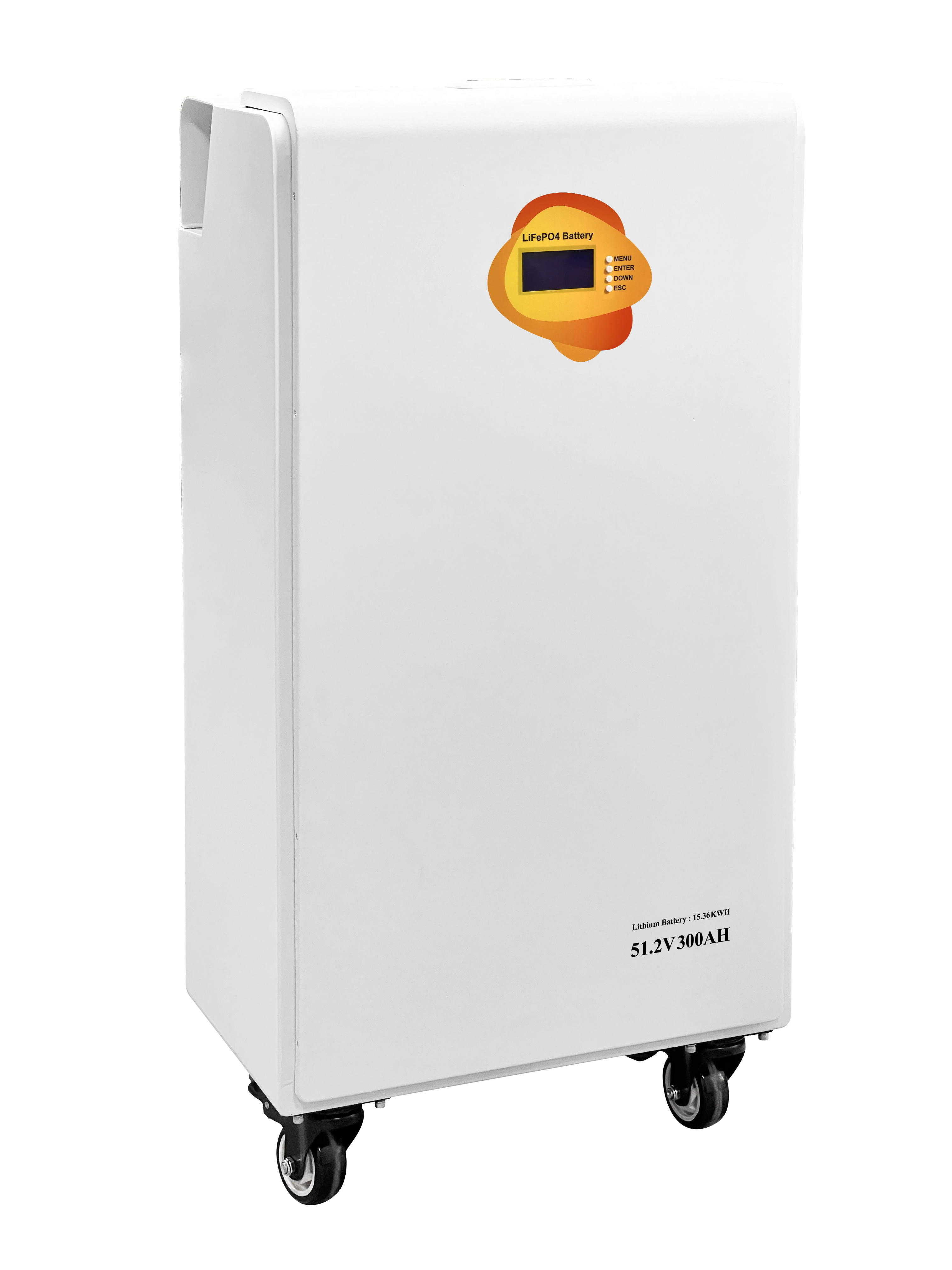 16KWH Movable Off grid Lithium Battery Pack LCD Display BMS RS485 RS232 CAN LiFePO4 IP21 Warranty 5 Years