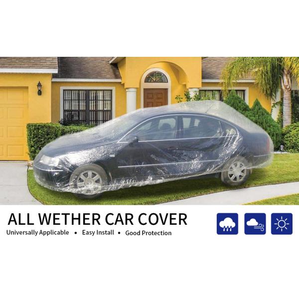 Disposable Car Covers，12.5 x 21.7ft Universal Clear Plastic Car Cover，Disposable Full Exterior Covers Elastic