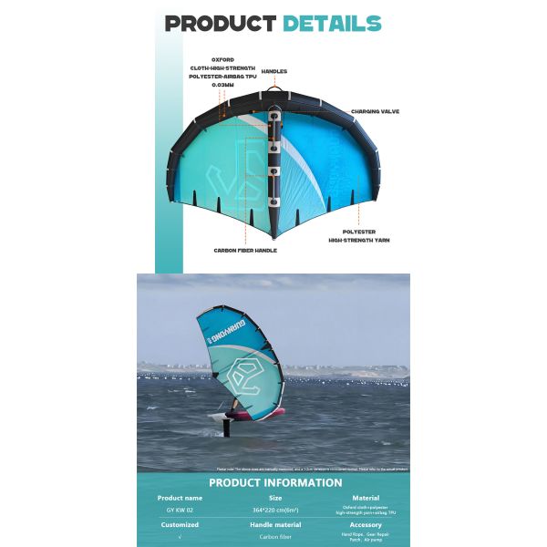 Inflatable 6M Wing Foiling With Air Pump Handle Hard Carbon Fiber Wingsurf Wing