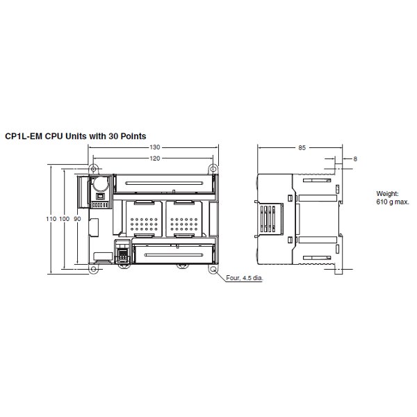 Черный порт сети стандарта Ethernet регулятора логики PLC CP1L-EM30DT-D Omron Programmable