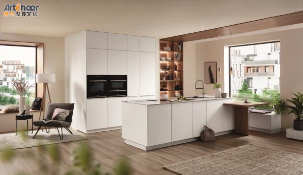 Ilha de cozinha de melamina de madeira maciça para apartamento moderno nas Filipinas