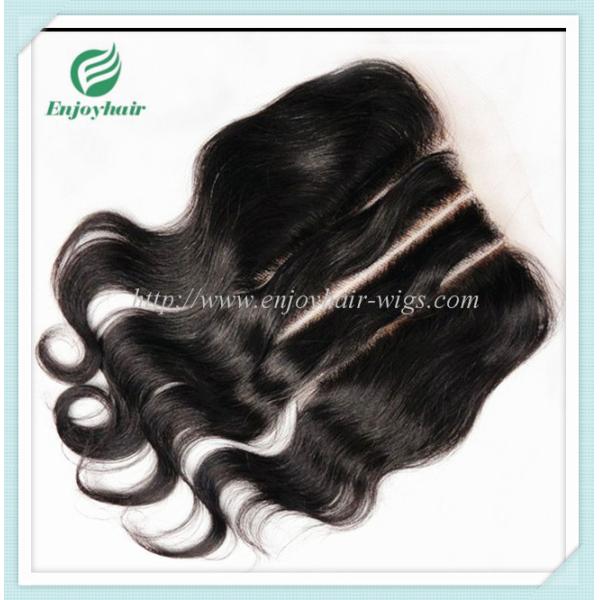 Lace top closure 5''x5''brazilian virgin hair natural color body wave 10''-24''L three way
