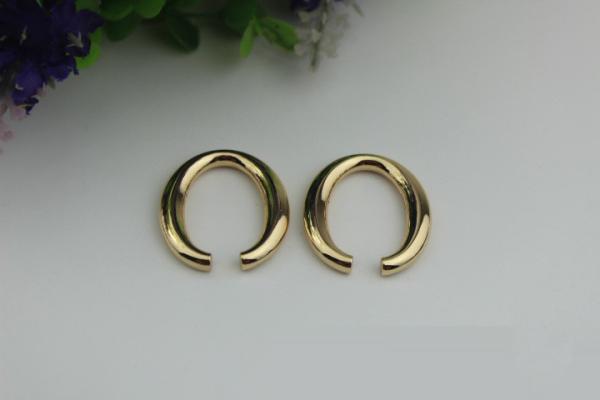 Handbag Accessories Zinc Alloy Open Oval Shape Light Gold Metal Ring Buckles Design