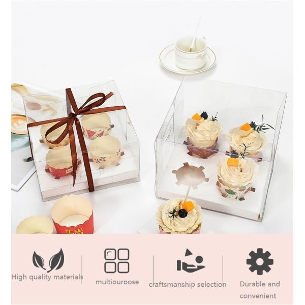 Transparent Flexographic Printing Paper Dessert Packaging Box 2PCS Cup Cake Package