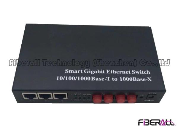 Gigabit Fiber Media Converter For Ethernet Ring With Two FC Ports And 3 LAN Ports