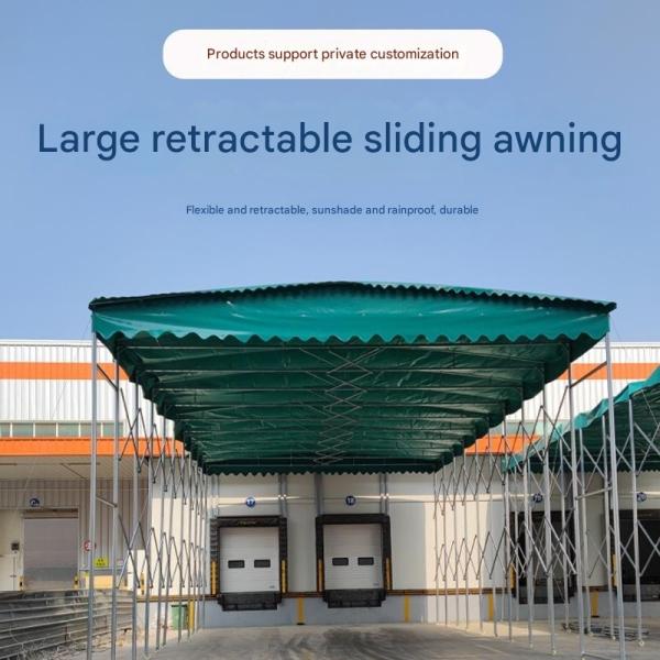 Large Warehouse Logistics Electric Tent with Adjustable Push-Pull Canopy and Retractable Shift Awning in Metal Type Steel