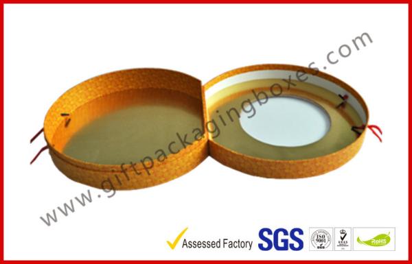 Round Paper Transparent Window Luxury Gift Boxes With Golden Packaging Material