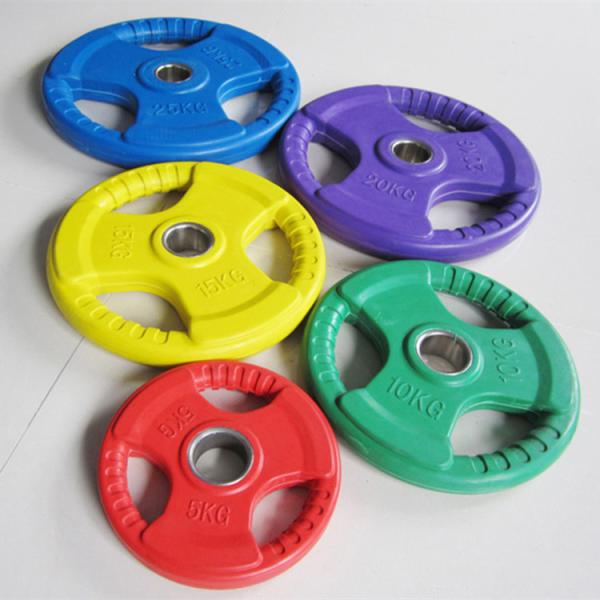 High Quality Colorful Fitness Rubber Coated Grip Weight Plate