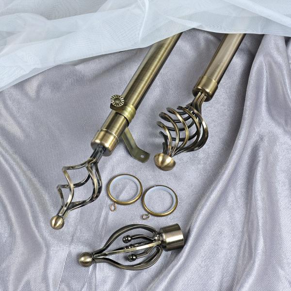KYOK Electroplated Classical Style Expandable Twisted Curtain Finial Curtain Rod Set