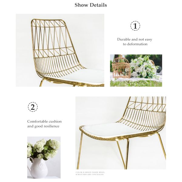 Outdoor Wedding Metal Wire Chairs Simple Style Metal Frame Wire Side Dining Chair