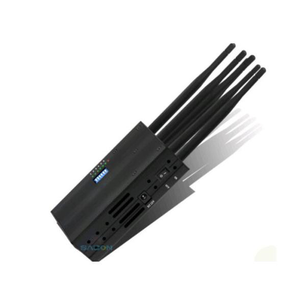 6 Antennas Portable Mobile Phone Jammer with Lithium Battery and 15m Jamming Range