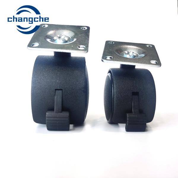 Furniture PP Blue Swivel Casters With Brake Plate Stem 50mm For Chairs