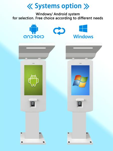 32 pouces résistant aux intempéries PCAP indépendant Outdoor Self-Order Kiosks configuré avec une canopée en option et une bande LED
