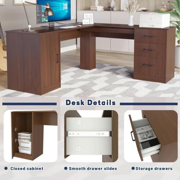 Multi Size L Shape Solid Wood Desk For Building Hotel Office