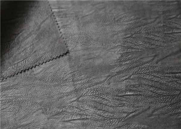 Embossed design PU washed leather grey color 0.6mm for garment