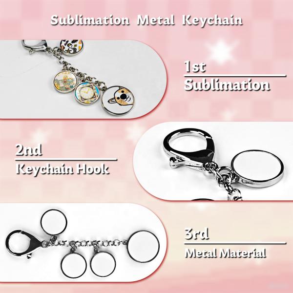 Zinc Alloy Sublimation Blank Metal Key Chain Custom Logo With 4 Round Charms Sublimation Keychains