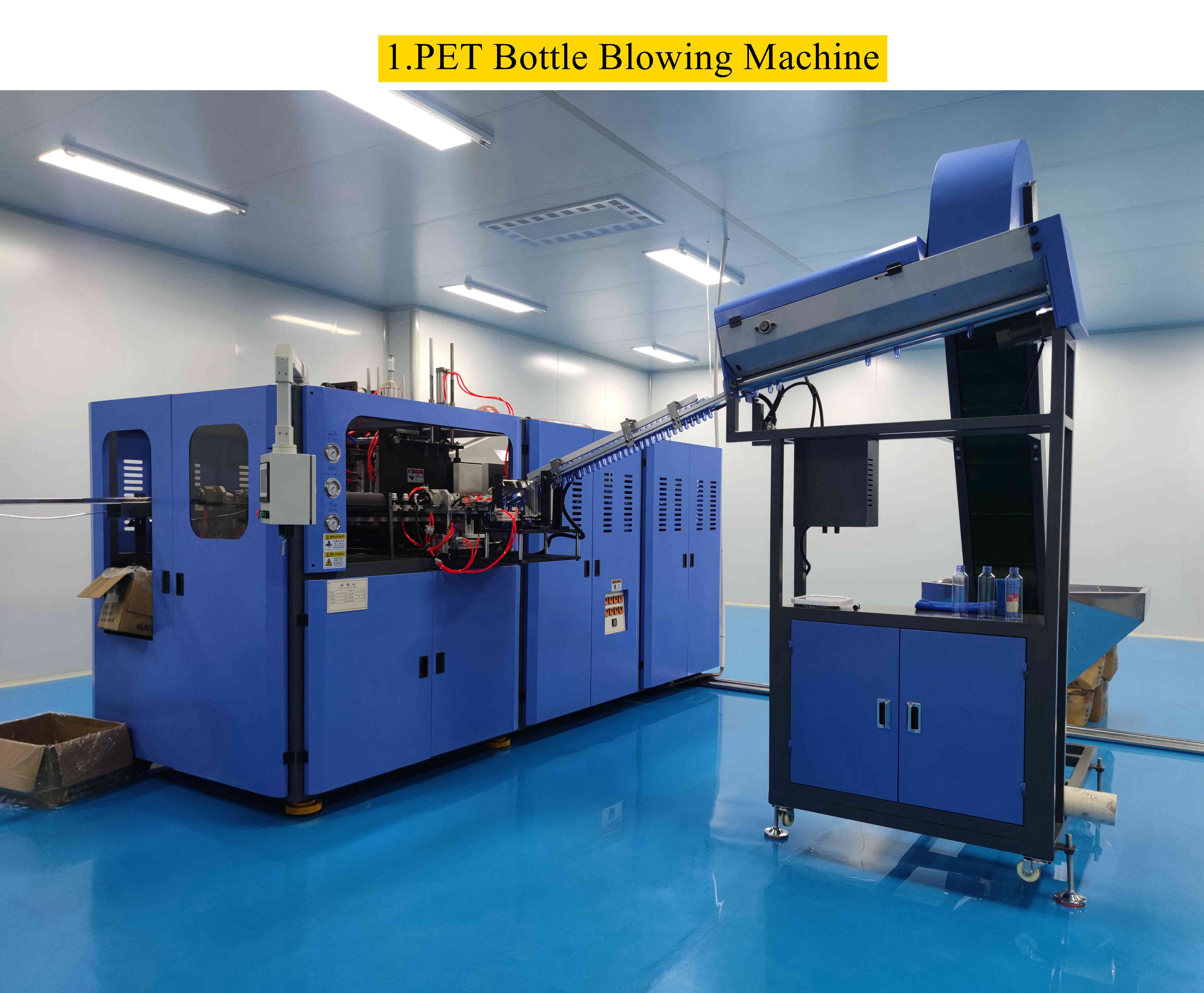 Automatic PET Bottle Rinsing, Filling & Capping Integrated Machine, equipped with bottle blowing system, case packer or film wrapping machine