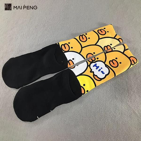 Des chaussettes de dessin animé à demi-terry sublimation imprimées
