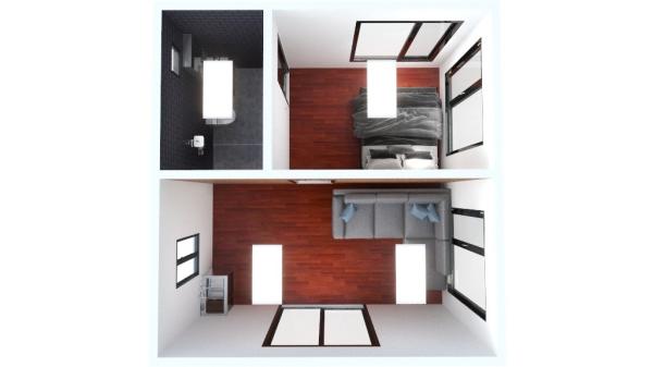 Casa Móvel Prefabricada Casa Pequena com Quarto Terraço e Apoio