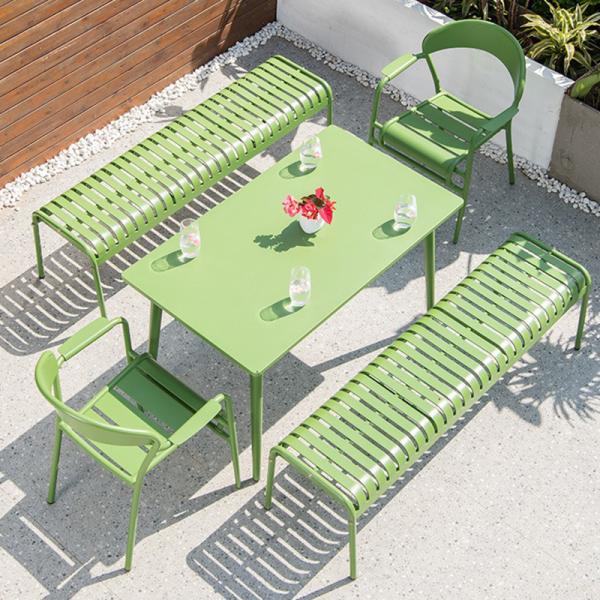 Modern Design Style NO Folded Dining Room Table Set Green Metal Outdoor Coffee and Chairs Bar for Courtyard