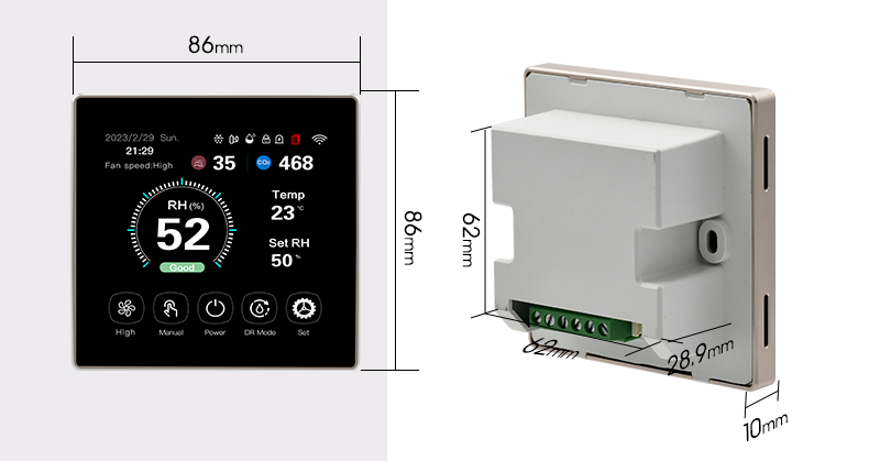 Touchscreen Smart HVAC Controller Fresh Air Dehumidifier Controller Real Time Monitoring