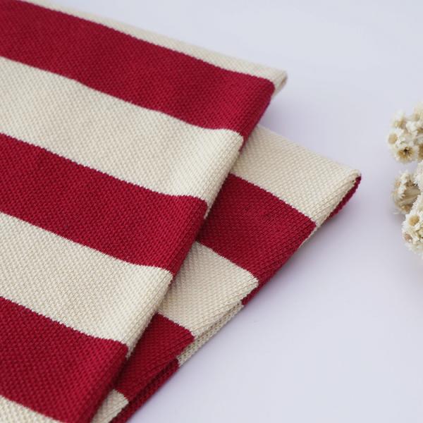 Wrinkle Resistant Cotton Pique Fabric D022-1 260g Breathable Knit Stripe Cloth