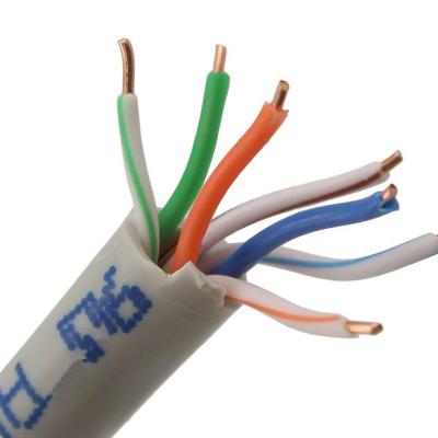 Bare Copper Network Fiber Cable , Solid 4 Pair Cat5e UTP Cable With Orange Color